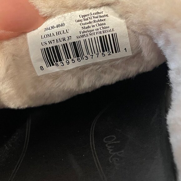 Olukai Womens Loma Hulu Shearling-Lined Leather Soles Slipper Size 7 Black - Picture 4 of 6